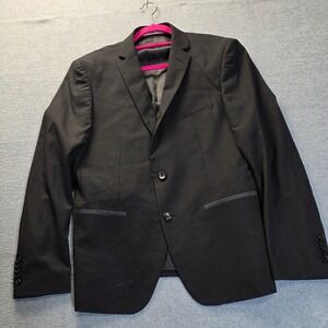 Giovanni‎ Testi Mens Black Two Button Blazer Suit Jacket Formal Notched Lapel